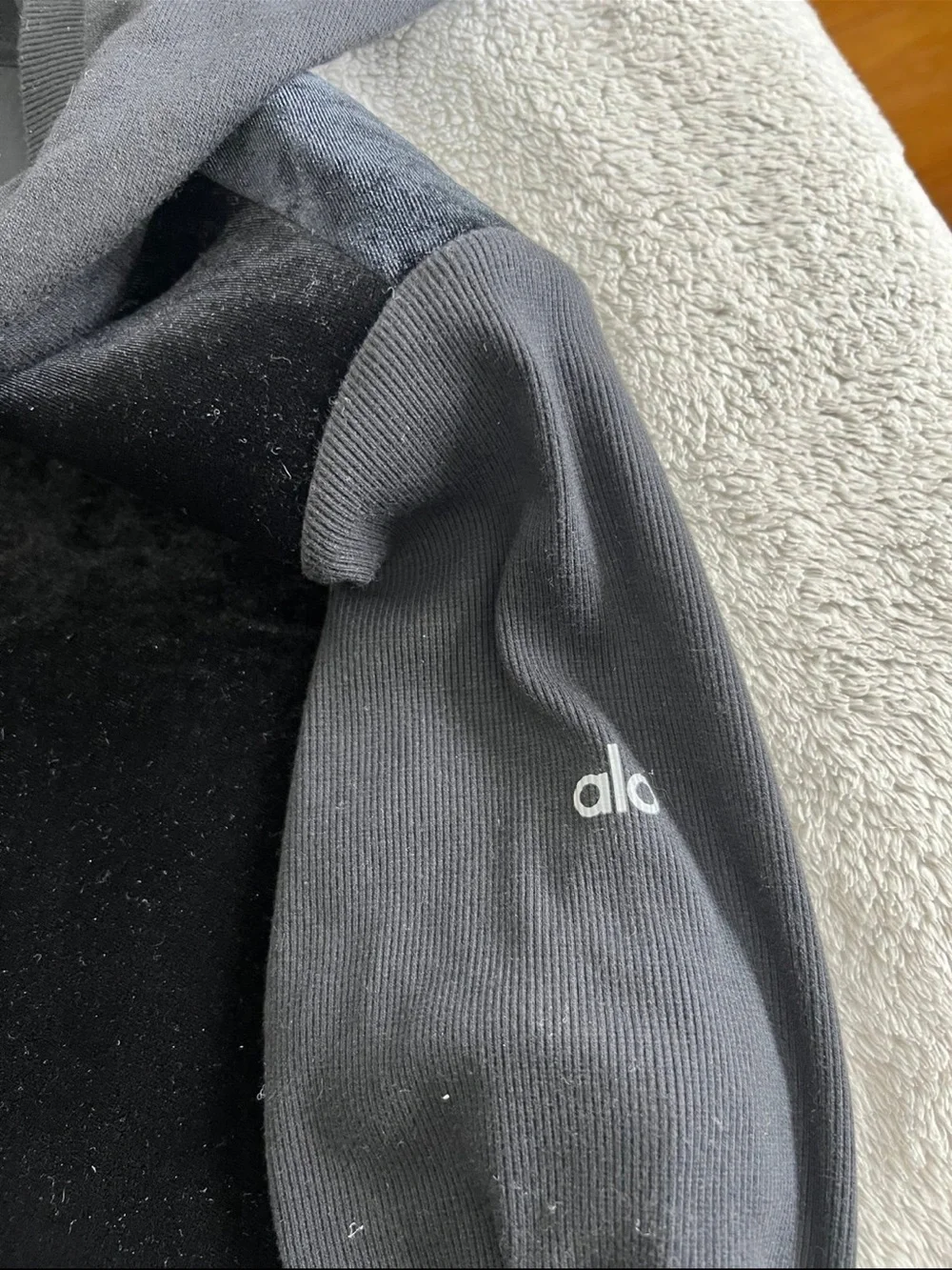 Alo Yoga Black Velvet Velour Sweatshirt Hoodie Large